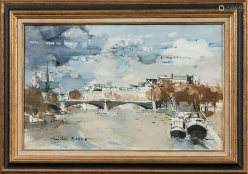 Michel RODDE (1913-2009)Pont de la Tournelle.Huile sur toile...