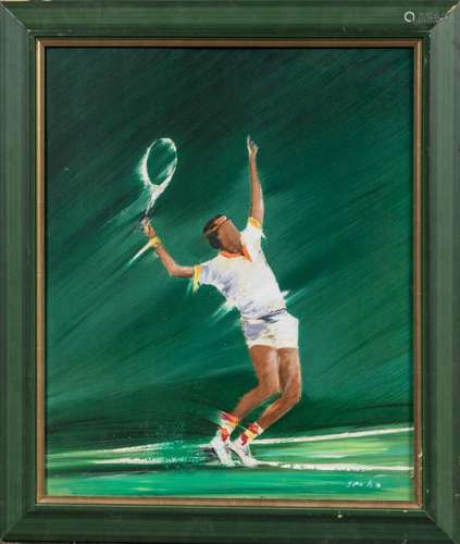 Victor SPAHN (Né en 1949)Joueur de tennis.Acrylique sur cart...