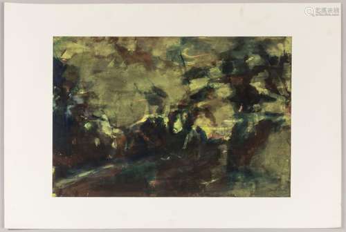 Pierre MONTHEILLET (1923-2011)Paysage abstraitAquarelle et g...