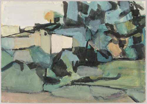 Pierre MONTHEILLET (1923-2011)Paysage abstrait Gouache et aq...