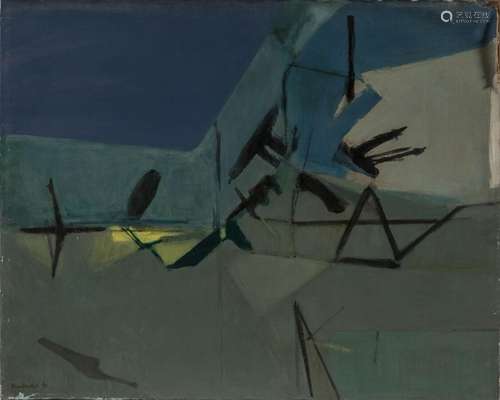 Pierre MONTHEILLET (1923-2011)Paysage abstrait  1950Huile su...