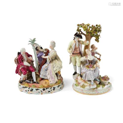 DUE GRUPPI IN PORCELLANA MEISSEN, XIX-XX SECOLO - TWO PORCEL...