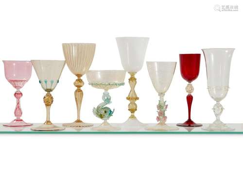 GRUPPO DI BICCHIERI VENEZIA, XX SECOLO - GROUP OF GLASSES VE...