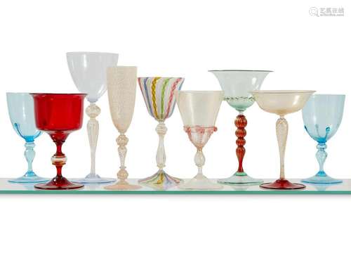 GRUPPO DI BICCHIERI VENEZIA, XX SECOLO - GROUP OF GLASSES VE...