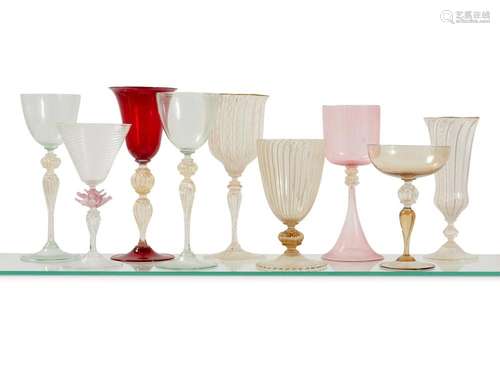 GRUPPO DI BICCHIERI VENEZIA, XX SECOLO - GROUP OF GLASSES VE...