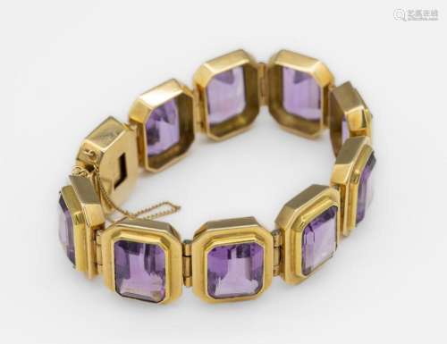 14 kt gold amethyst-bracelet, YG 585/000