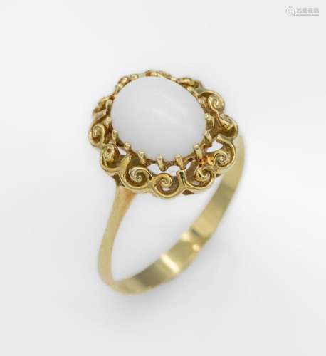 14 kt gold ring with opal, YG 585/000