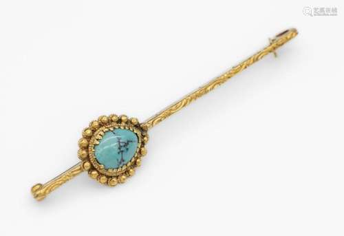 14 kt gold turquoise-brooch, YG 585/000