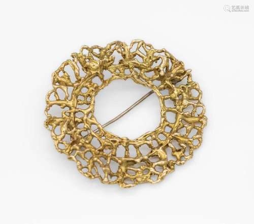 14 kt gold designer-brooch, YG 585/000