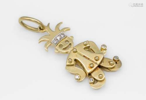 14 kt gold pendant 'jumping jack' with diamonds