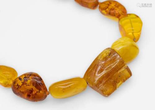Unusual necklace made of amber