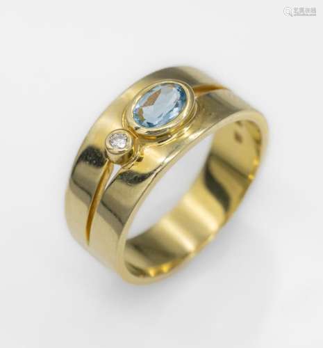 14 kt gold aquamarine-brilliant-ring