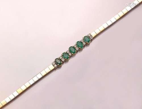 18 kt gold emerald-brilliant-bracelet