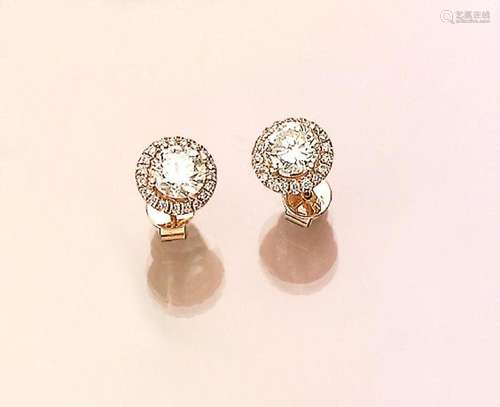 Pair of 18 kt gold earrings with brilliants