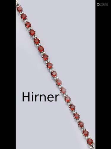 EUGEN HIRNER 18 kt gold garnet-brilliant- bracelet