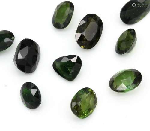 Lot 10 loose bevelled tourmalines total 14.50 ct, 1 x