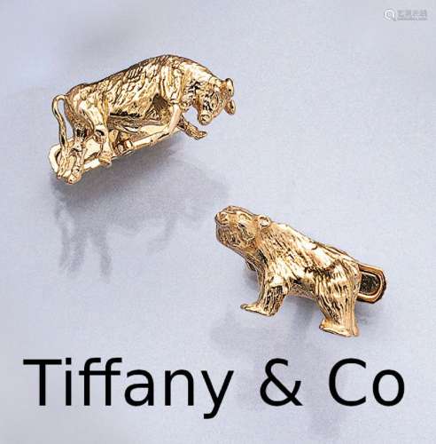 Pair of 14 kt gold TIFFANY & CO cufflinks, Bulle & B...