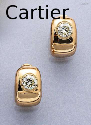 Pair of 18 kt gold CARTIER earrings with brilliants