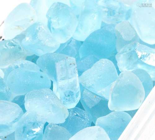 Lot loose blue topaz-rough stones, different shapes and