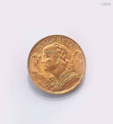 Gold coin 20 Swiss Francs 1935
