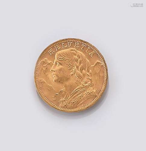 Gold coin, 20 Swiss Francs, Switzerland, 1935