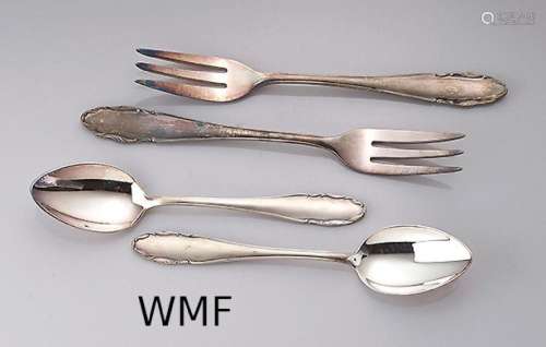 12 tea spoons and 12 cake forks, 800 silver
