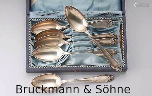 6 Art Nouveau spoons, 800 silver