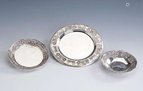 Lot 3 trays, 800 silver, german approx. 1900