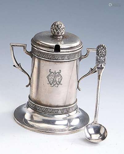 Mustard pot, 800 silver, german approx. 1900