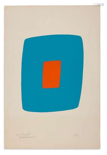 ELLSWORTH KELLY (1923-2015) Light blue with orange : Bleu cl...