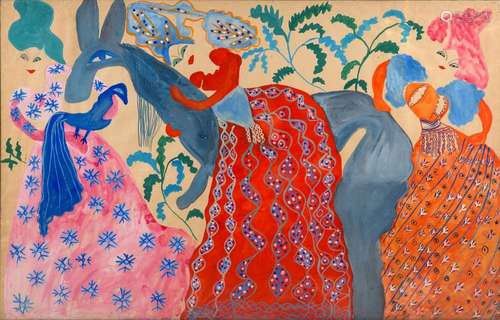 MAHIEDDINE BAYA (1931-1998) L'âne bleu, circa 1950