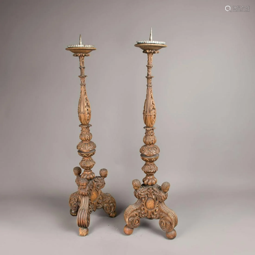 Pair of Austrian baroque candle sticks