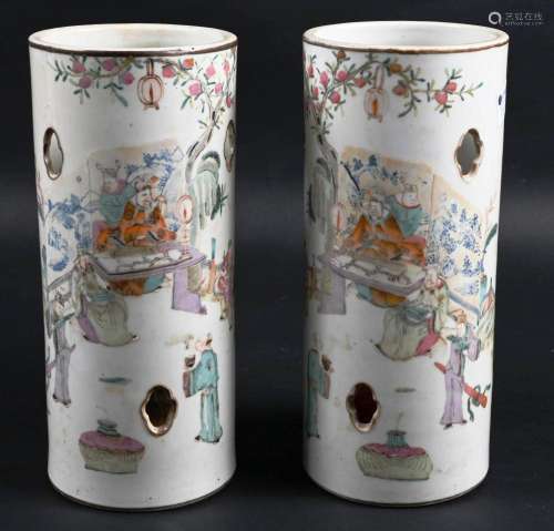 CHINE paire de vases rouleaux