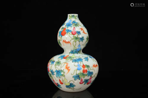 Famille  Rose Gourd Shape Porcelain Vase