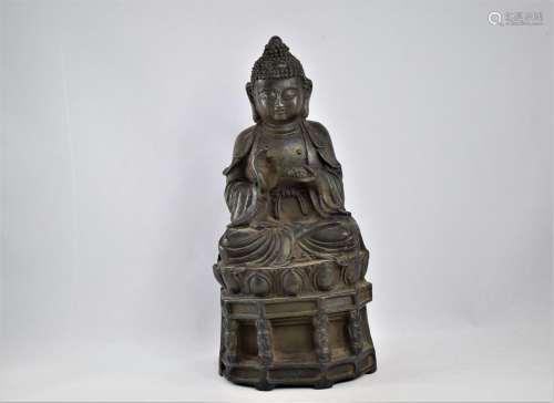 A Chinese Iron Metail Buddha Figure Statue