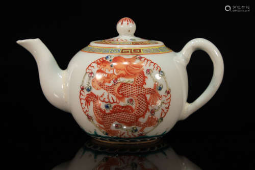 Famille Rose Dragon with Phoenix Porcelain Pot