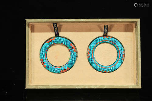 Pair of Turquoise and Coral Beads Bangle