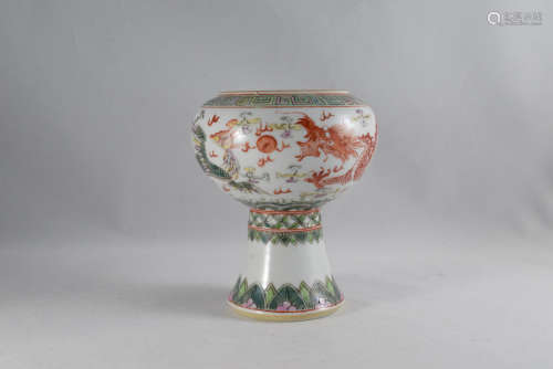 A WuCai High Feet Porcelain Bowl Plate