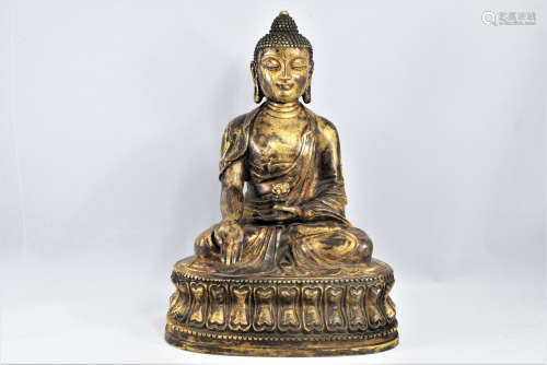 A Gilt Bronze Medicine Buddha Figure Statue