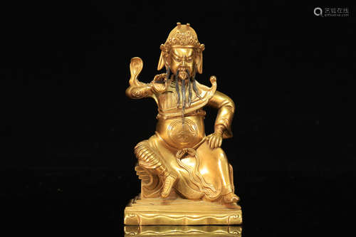 Gilt Bronze Guangong Figure Statue