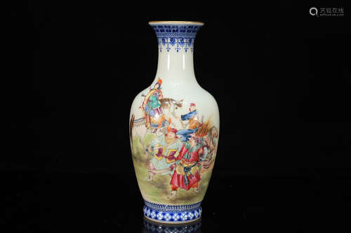 Famille Rose Character Pattern Porcelain Vase