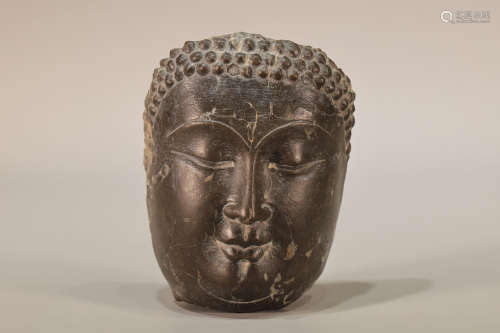 Stone Buddha Head Figure Statue
