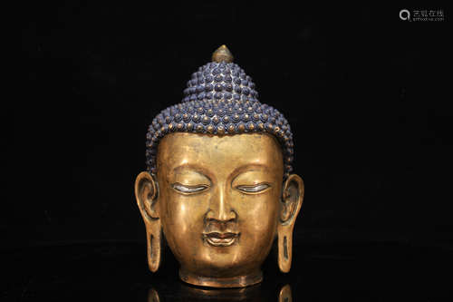 Gilt Bronze Buddha Head Figure