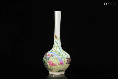 Famille Rose Bird Pattern Porcelain Bottle