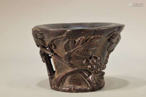 Horn Carved Grape Cup