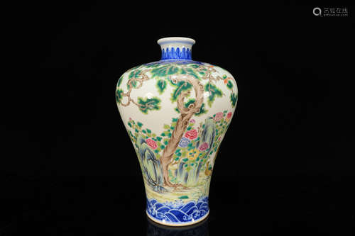 Famille Rose Flower with Tree Porcelain Vase