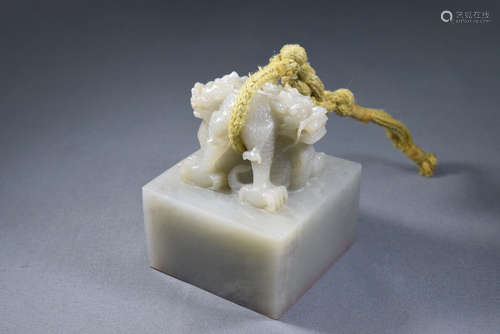 A White Jade Dragon Seal Ornament