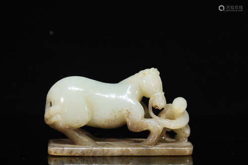 Jade Horse with Child Figure