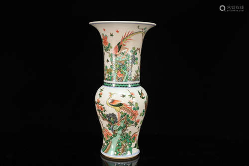 Wucai Bird with Tree Porcelain Vase