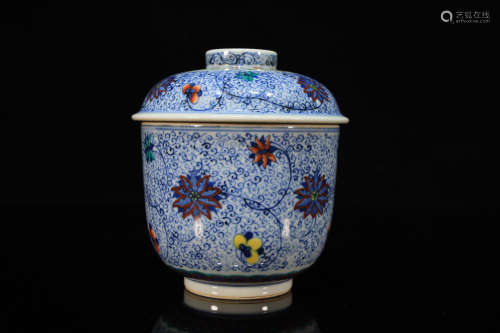 Doucai Flower Branch Pattern Porcelain Tea Cup
